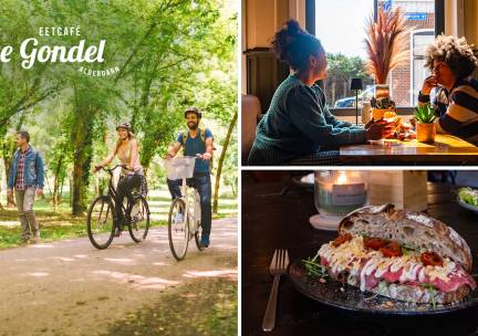 Wandel- of fietsarrangement incl. koffie/thee + gebak + 2-gangenlunch bij Eetcafé de Gondel