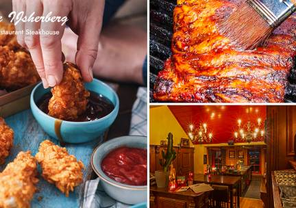 Shared dining-plank met kip en spareribs (evt. onbeperkt) bij Restaurant Steakhouse De IJsherberg