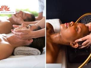 Voor 2 personen: duomassage + head spa of hydrofacial (60 min)