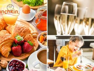 Luxe brunch + glas bubbels of pannenkoeken met toppings naar keuze voor de kids