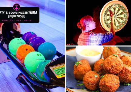 Bowlen (1 of 1,5u) + interactive darts of digisjoel (1 u) + bitterballen (2 tot 6 personen)