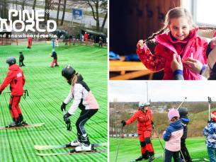 Proefles skiën of snowboarden (50 min) inclusief materiaal + drankje naar keuze