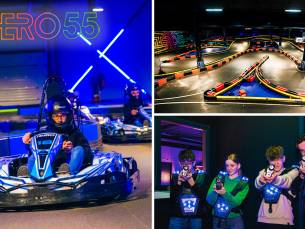 2 heats e-karten (2x 10 min) of 1 heat e-karten + 1 spel lasertag (12 min)