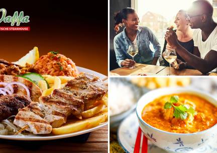 Voorgerecht + mixed grill-plateau (4 soorten vlees) bij Steakhouse Jaffa