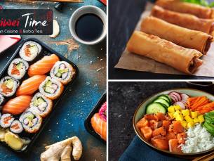 Sushibox naar keuze (16, 24 of 38 stuks) of pokÃ©bowl + loempia's voor afhaal