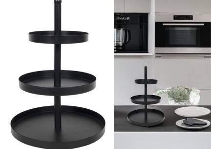 HIT Metalen Etagere - Serveertoren - 3 laags - 2535 cm - Zwart