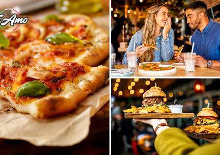 Pizza, pasta, kipburger, wrap of schotel naar keuze voor dine-in of afhaal