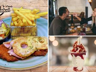 2-gangen schnitzel- of kipsatédiner bij Eetwinkel ´t Huus