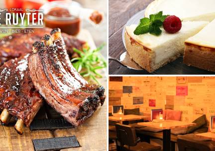 Portie spareribs of 2-gangen spareribdiner bij Lokaal de Ruyter
