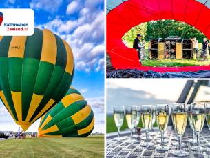 Luchtballonvaart (1 uur) + glas champagne + ontbijt