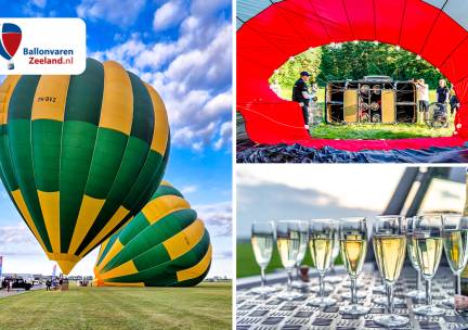 Luchtballonvaart (1 uur) + glas champagne + ontbijt