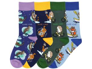 The Sporty Animals 4 Pack Bamboo Sock Set | UK Adult 4-7