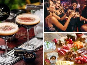 3 cocktails en een tapasschaal bij Cocktailbar Mundial