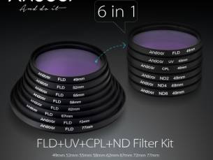 Andoer 67mm UV + CPL + FLD + ND(ND2 ND4 ND8) Fotografie Filter Kit Set UV Circular Polfilter fluoreszierende Graufilter Filter für Canon Nikon Sony Pentax DSLR-Kameras