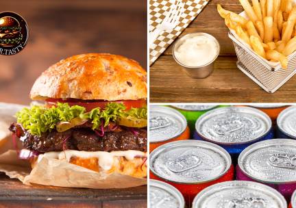 Burger naar keuze + friet + drankje naar keuze