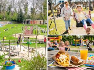 Friet met saus + snack + zakje snoep + ranja voor kind bij de speeltuin