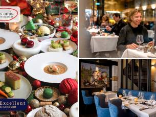 Feestdagendiner of -lunch + fles bubbels voor 2 personen voor afhaal bij Mes Amis