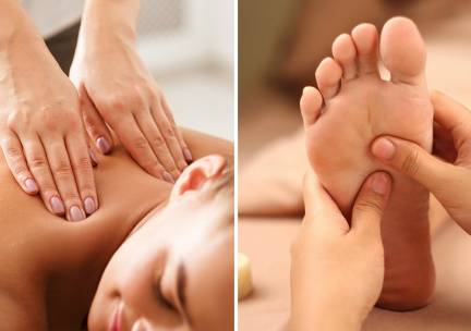 Ontspanningsmassage (45 tot 60 min) en/of voetreflexzonebehandeling (40 min)