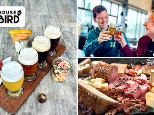 Proefplankje met 4 glazen bier of 2 glazen wijn + borrelplank bij House of Bird Kwintelooijen
