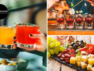 Cocktail met onbeperkt nacho's of luxe bittergarnituur OF shooterworkshop (60-90 min)
