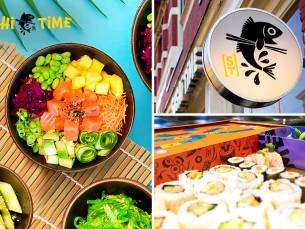 Sushibox (16, 32 of 72 stuks) of pokÃ©bowl + snack om af te halen bij Sushi Time Hilversum