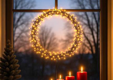 Kerstkrans Ring Met LED Verlichting Ø48CM - Warme Lichten Voor Koude Dagen ...