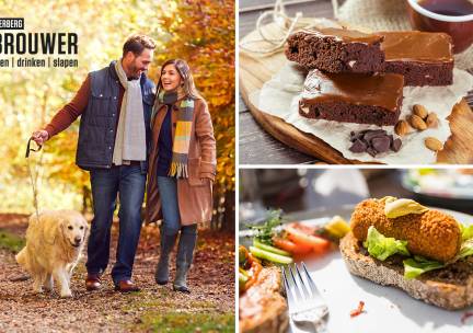 Wandel- of fietsarrangement + warme drank met brownie + 2-gangenlunch bij Herberg d'n Brouwer