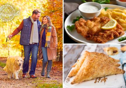 Compleet wandelarrangement incl. koffie met een appelflap en een hoofdgerecht