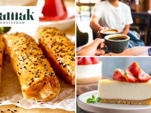 Cheesecake, 3 stuks baklava of 3 böreks + drankje naar keuze
