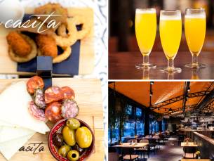 Spaanse borrelplank + glas Agua de Valencia bij La Casita