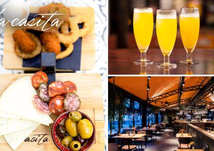 Spaanse borrelplank + glas Agua de Valencia bij La Casita