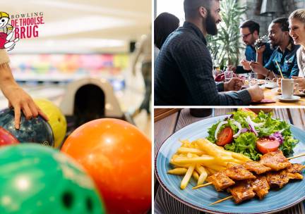 Bowlen (1,5 uur) + hoofdgerecht bij De Thoolse Brug