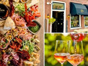 Luxe borrelplank + fles wijn