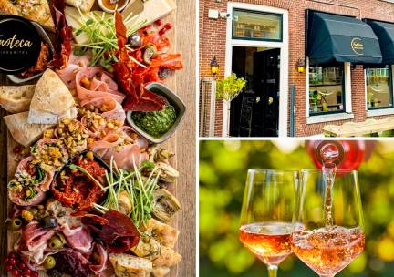 Luxe borrelplank + fles wijn