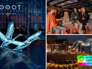 Rondvaart (75 min) tijdens Amsterdam Light Festival + evt. drankjes