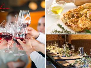 Wijnproeverij met 2 soorten wijn + focacciabrood met olijfolie