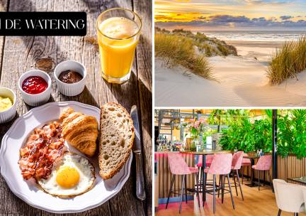 Ontbijt + jus d'orange aan het strand bij Strandpaviljoen de Watering