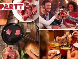 Kaas- of vleesfondue of steak on the stone + 3 drankjes bij Apartt