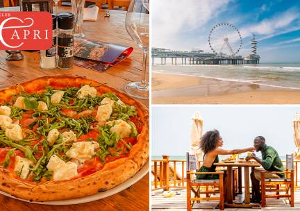 Pizza, pasta of 2- of 3-gangendiner Ã  la carte op het strand in Scheveningen