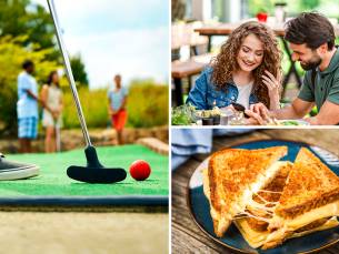 Minigolf voor kinderen of volwassenen + broodje naar keuze + frisdrankje naar keuze
