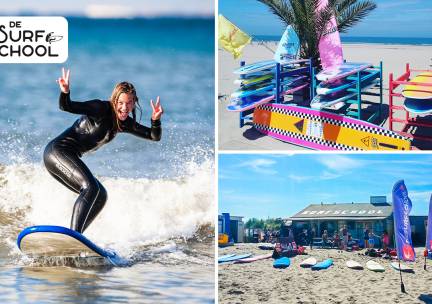 Introductieles surfen + vrij surfen (totaal 3,5 uur) of huur surfplank (2 uur)