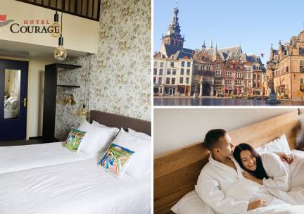 Overnachting(en) voor 2 + ontbijt + late check-out en meer bij Hotel Courage Waalkade in Nijmegen