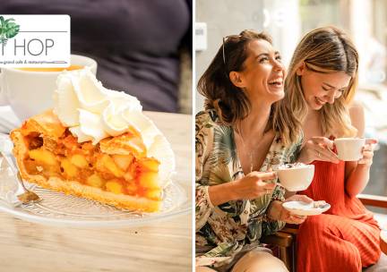 Warme drank naar keuze + appelgebak met slagroom