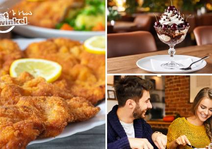 2-gangen schnitzel- of kipsatÃ©diner bij Eetwinkel 't Huus