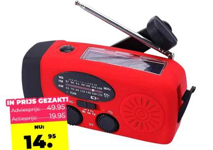 AM/FM Noodradio Oplaadbaar Zonder Stopcontact - Met Zaklamp En Powerbank! ...