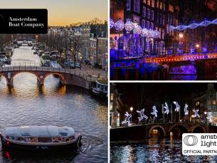 Rondvaart (75 min) + onbeperkt drank tijdens Amsterdam Light Festival