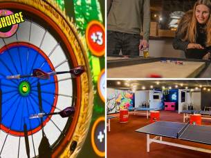 Mad pong + mad darts + shuffleboard en borrelplank