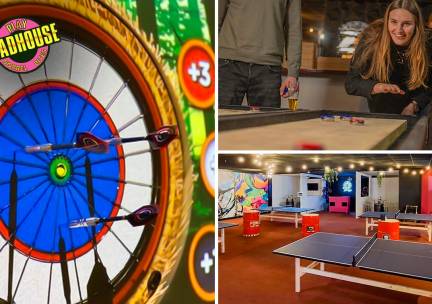 Mad pong + mad darts + shuffleboard en borrelplank