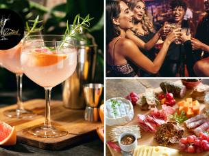 3 cocktails en een tapasschaal bij Cocktailbar Mundial