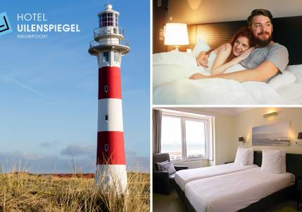 Overnachting voor 2 met zeezicht + ontbijt + fles wijn + late check-out aan de kust